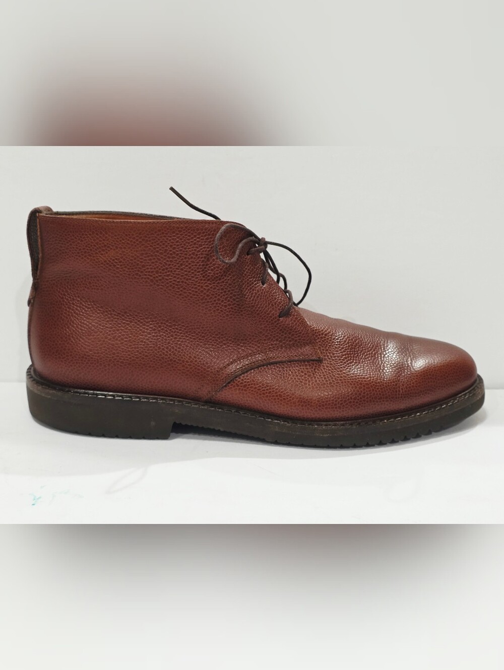 Salvatore Ferragamo BROWN Leather Ankle Boot Chukka Lace Up Men 8.5 2E EE Used
